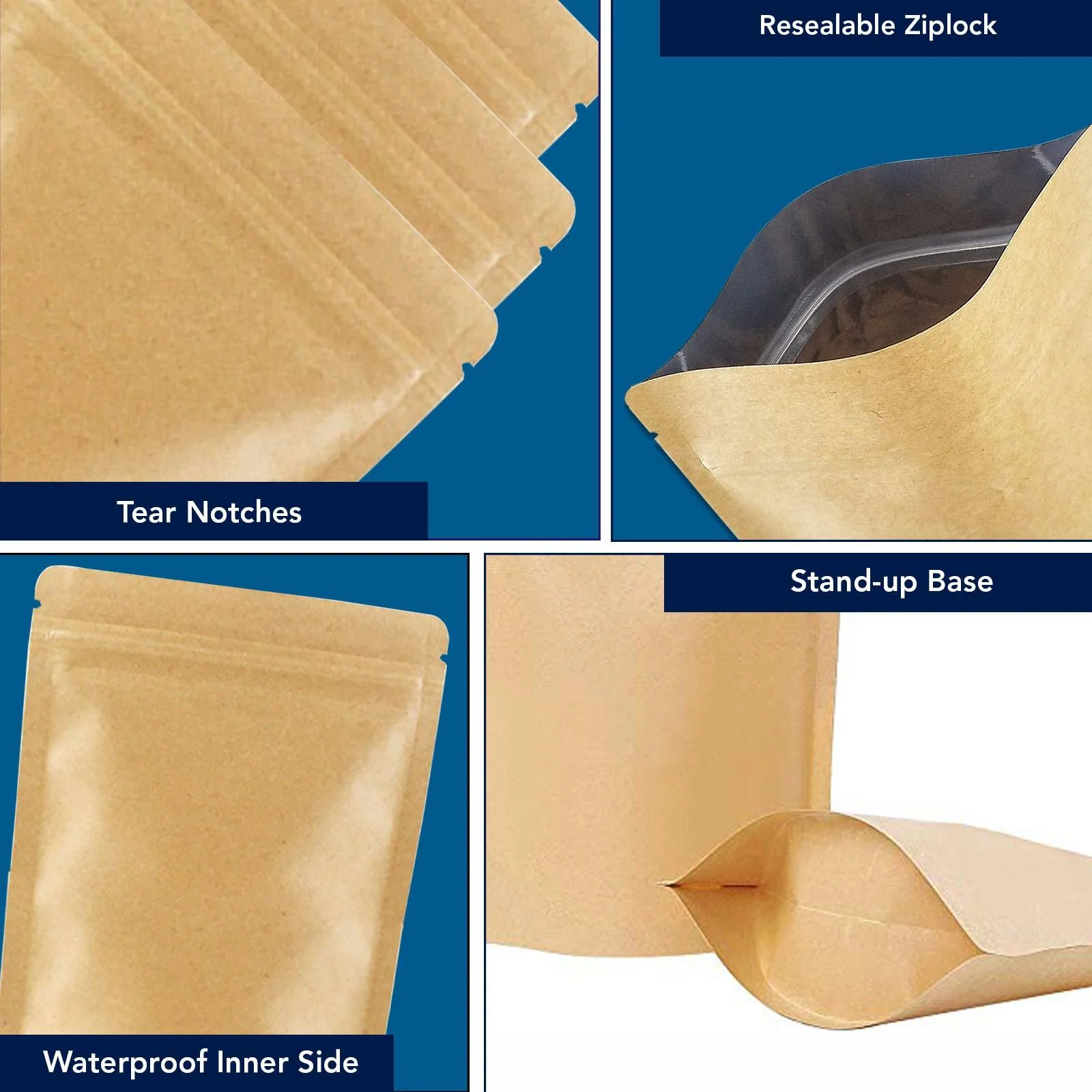 Both Side Kraft Paper Stand Up Zipper Pouch - Image 10