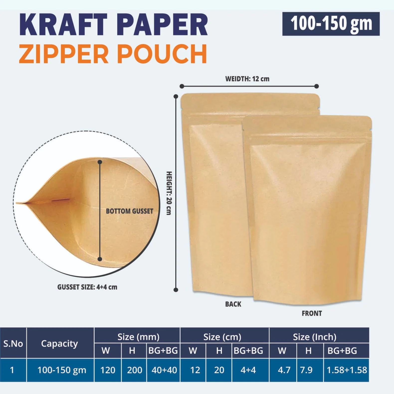 Both Side Kraft Paper Stand Up Zipper Pouch - Image 19