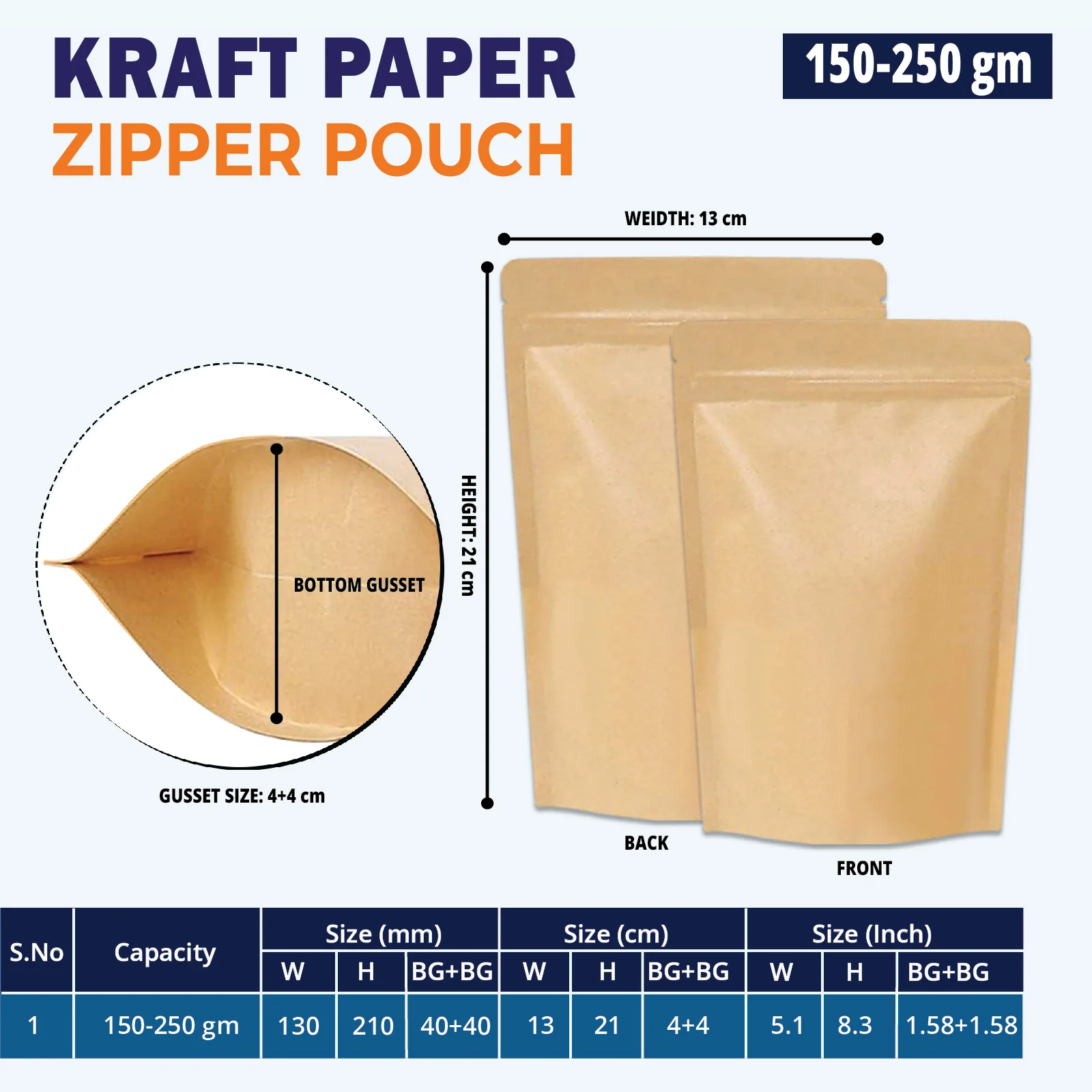 Both Side Kraft Paper Stand Up Zipper Pouch - Image 27