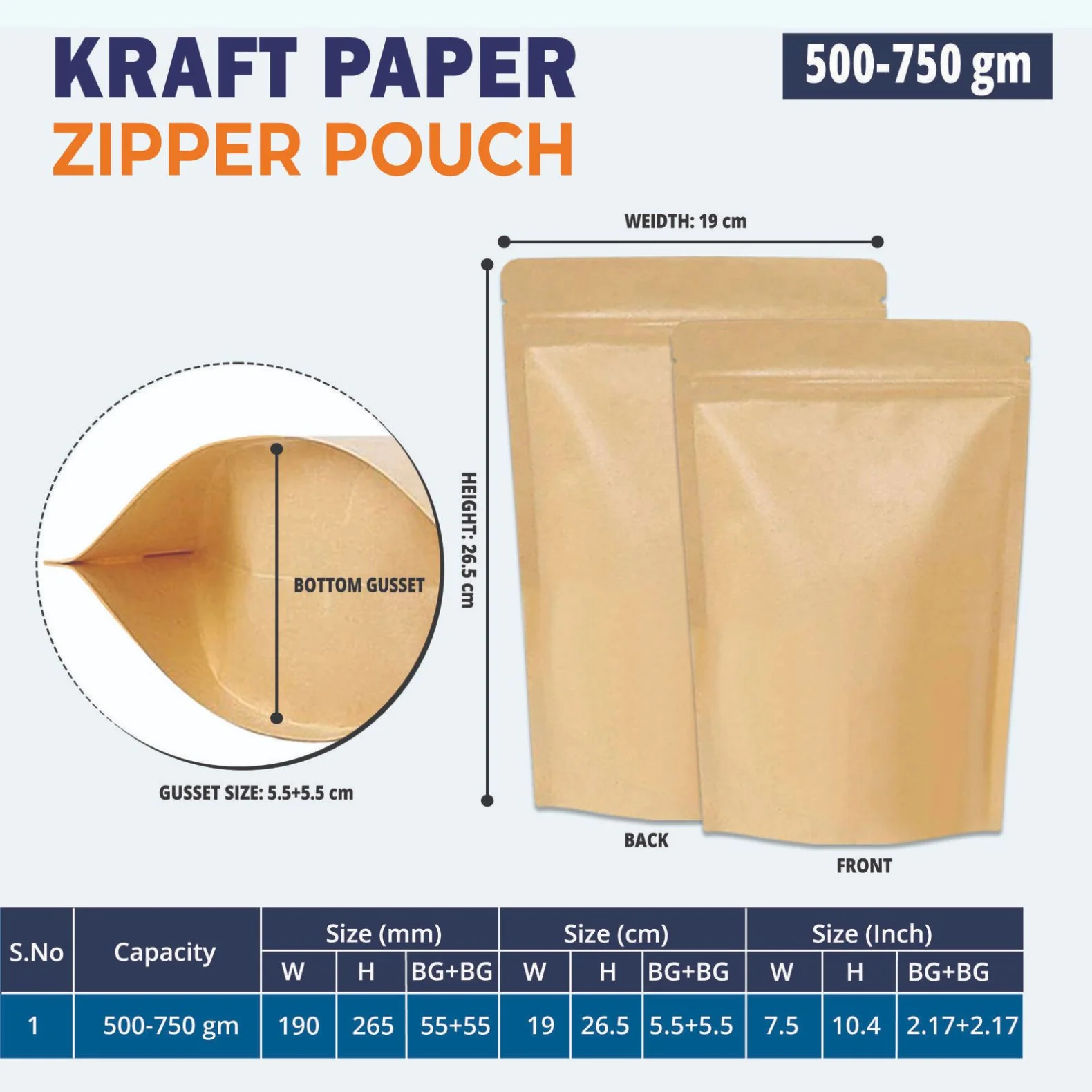 Both Side Kraft Paper Stand Up Zipper Pouch - Image 43