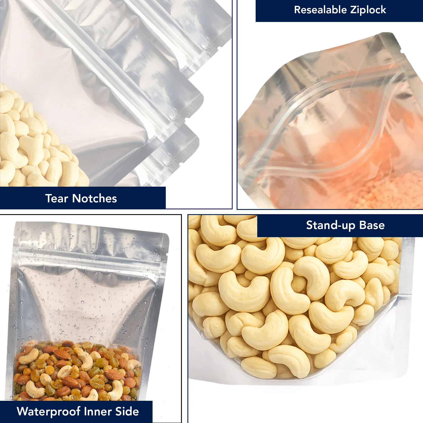 Clear /Gloss Silver Stand Up Zipper Pouch - Image 41