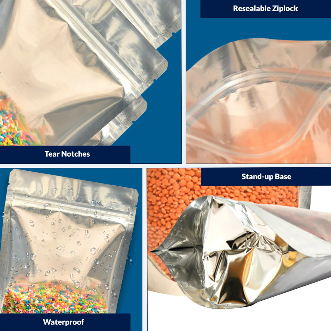 Clear /Gloss Silver Stand Up Zipper Pouch - Image 59