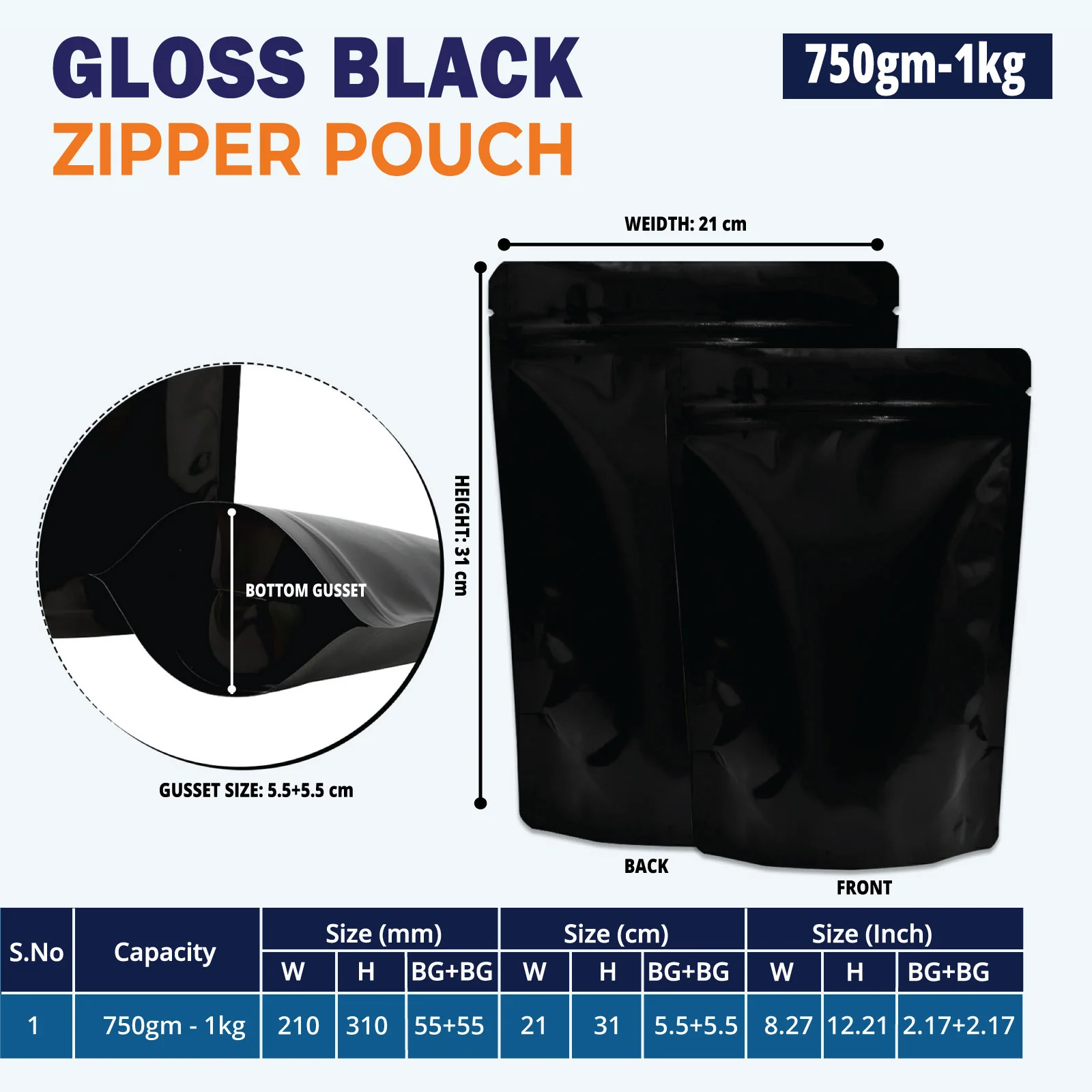 Both Side Gloss Black Stand Up Zipper Pouch - Image 51