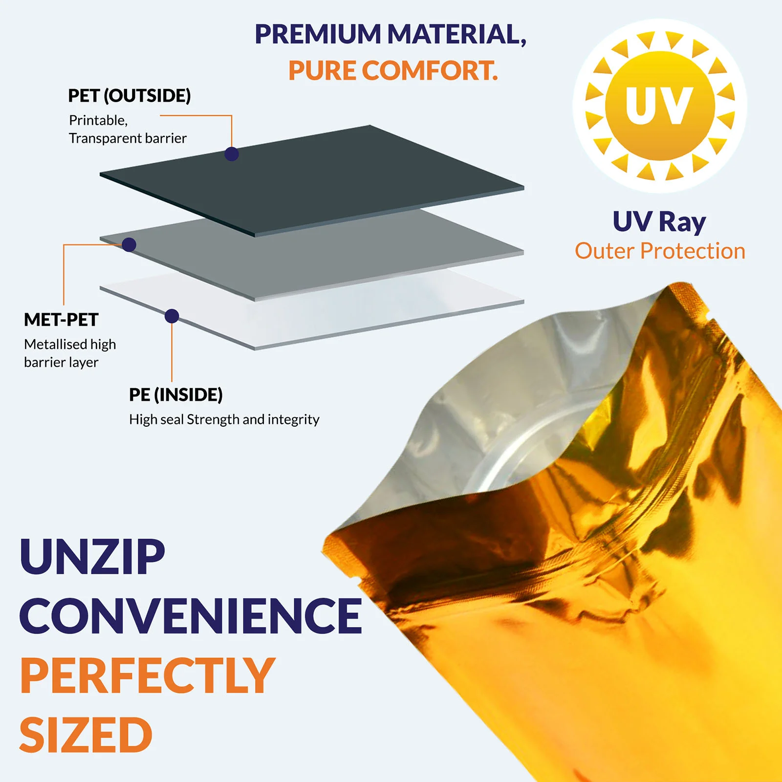 Both Side Gloss Gold Stand Up Zipper Pouch - Image 40