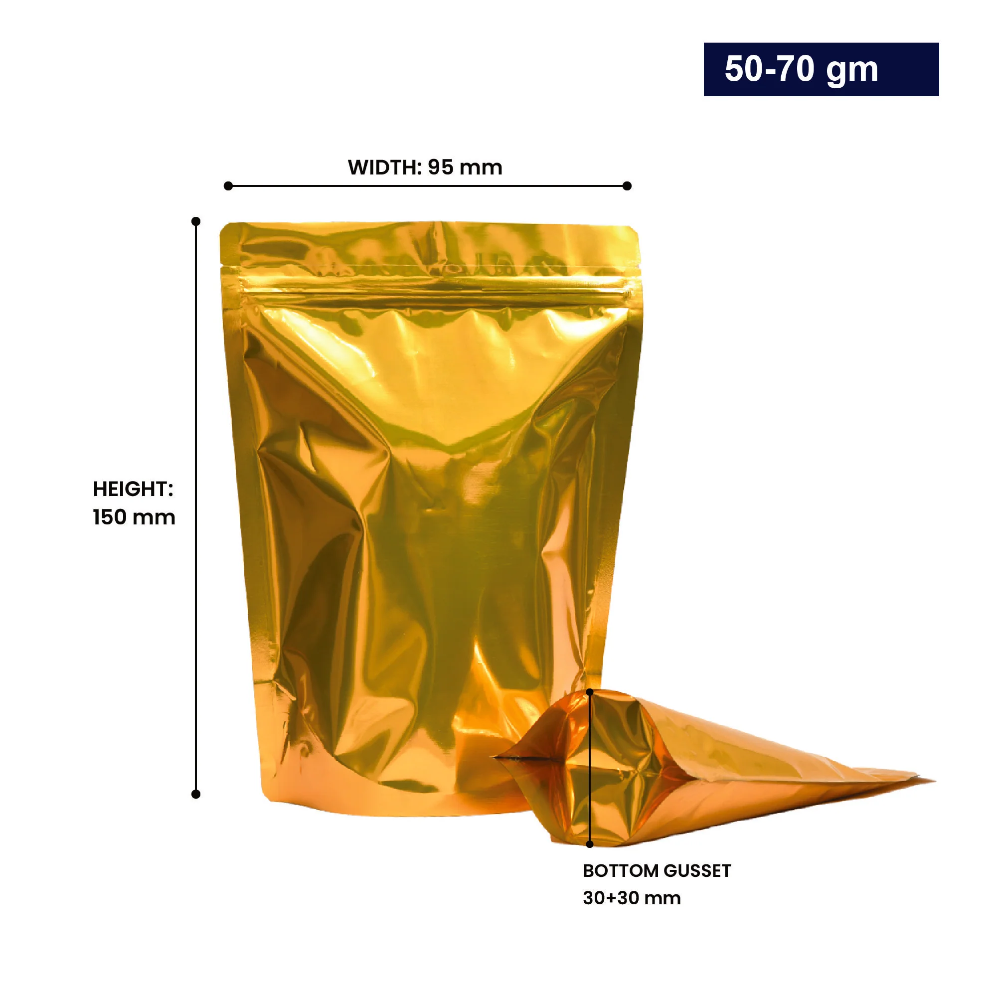 Both Side Gloss Gold Stand Up Zipper Pouch - Image 61