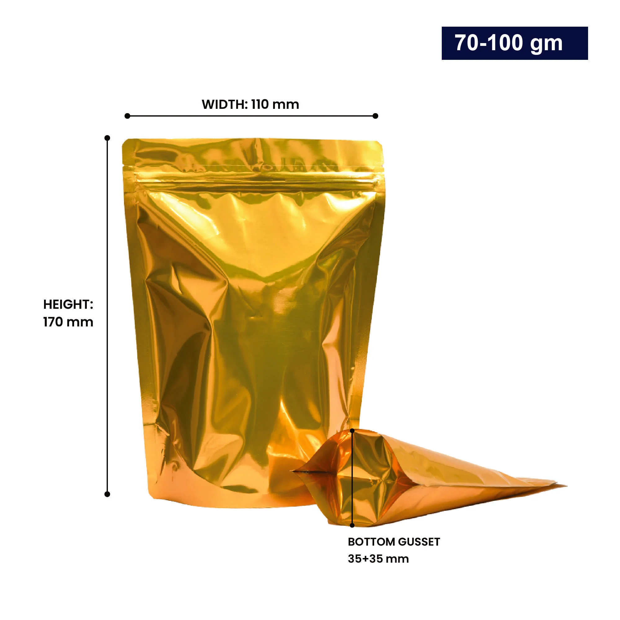 Both Side Gloss Gold Stand Up Zipper Pouch - Image 63