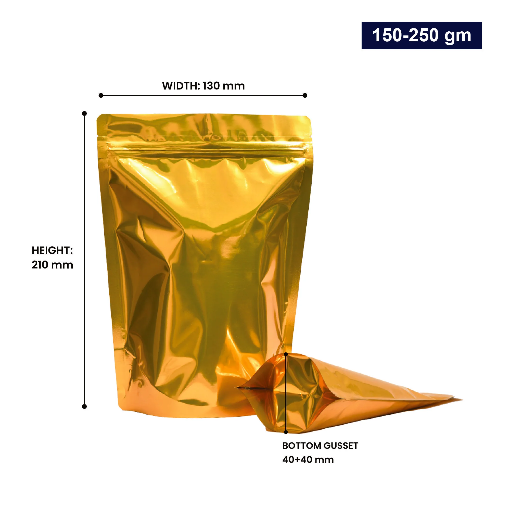 Both Side Gloss Gold Stand Up Zipper Pouch - Image 67