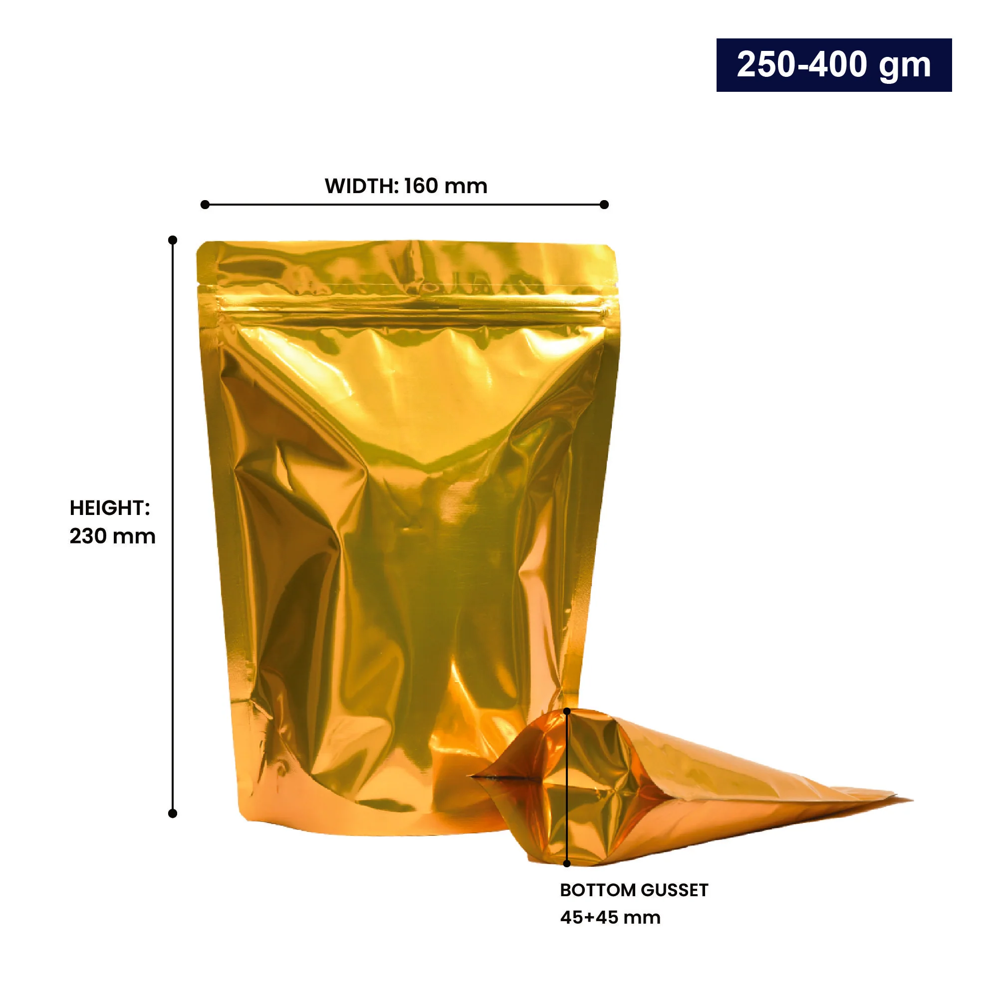 Both Side Gloss Gold Stand Up Zipper Pouch - Image 69