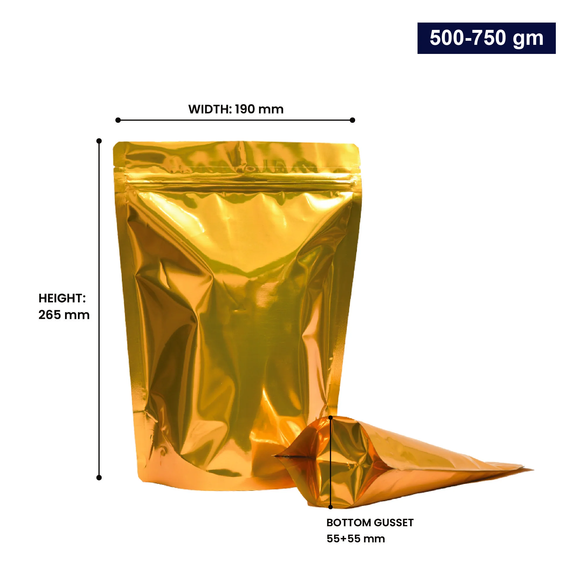 Both Side Gloss Gold Stand Up Zipper Pouch - Image 71