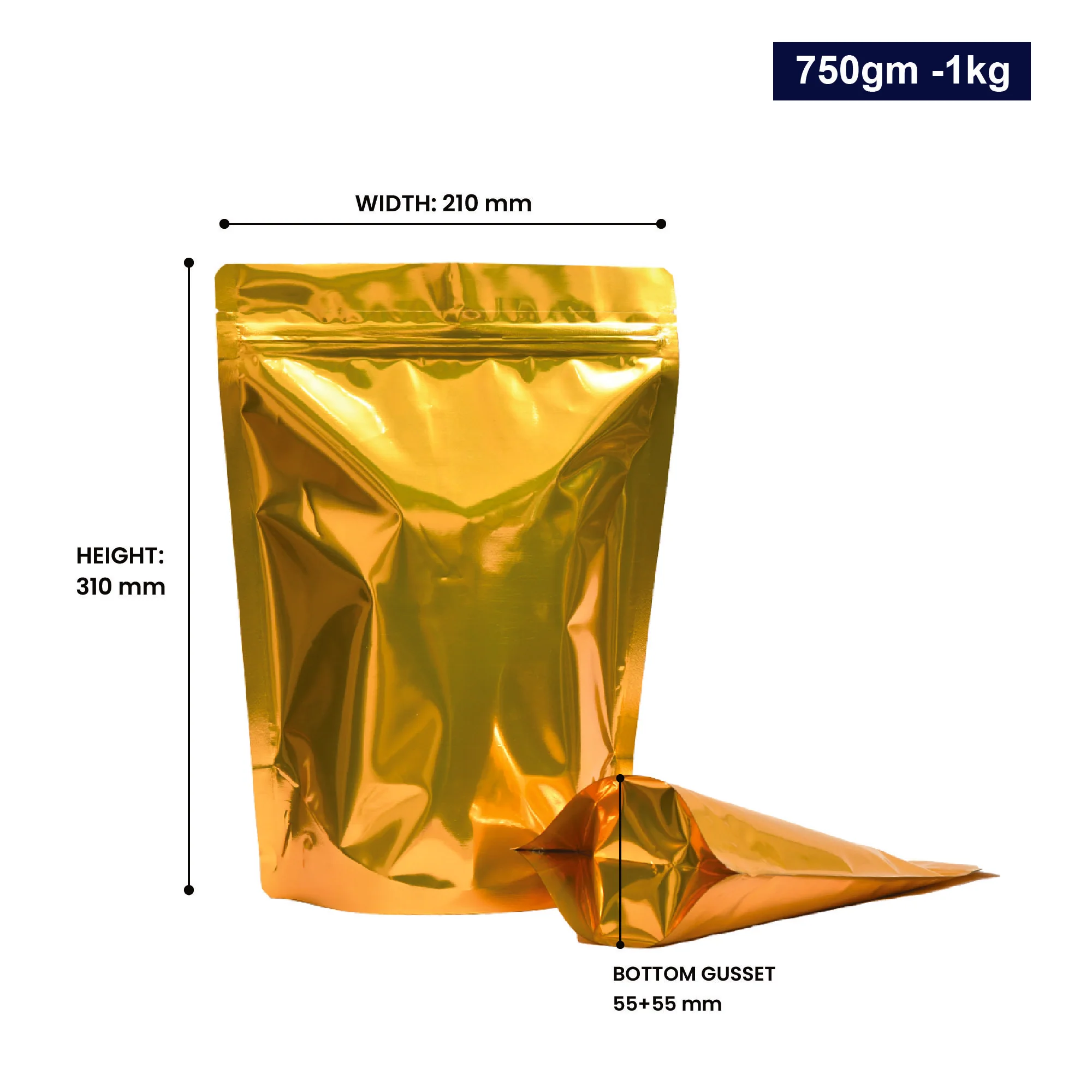 Both Side Gloss Gold Stand Up Zipper Pouch - Image 73