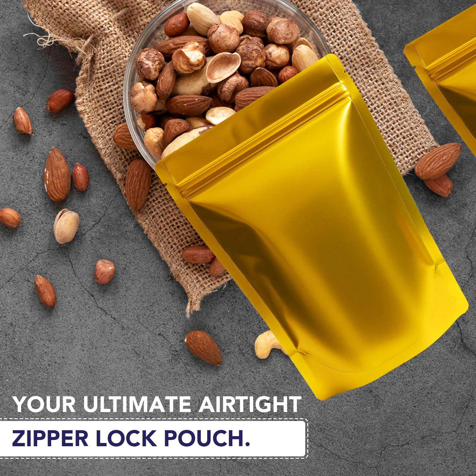 Both Side Gloss Gold Stand Up Zipper Pouch - Image 9