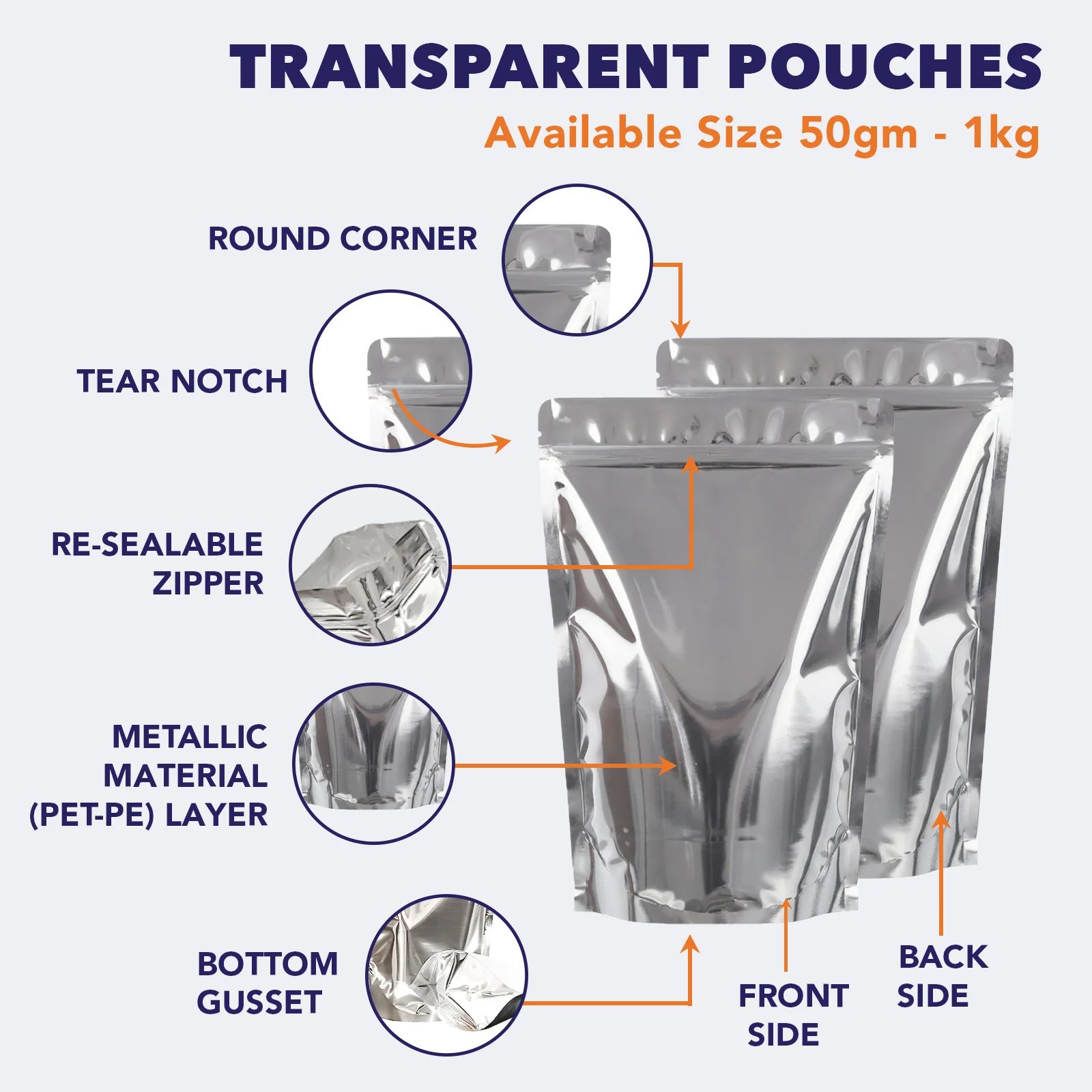 Both Side Gloss Silver Stand Up Zipper Pouch - Image 52