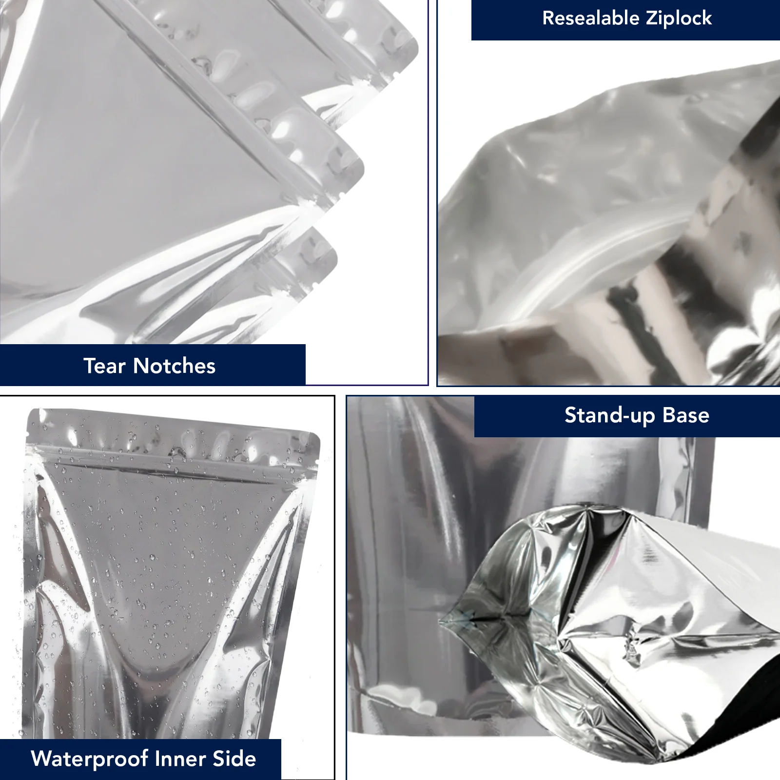 Both Side Gloss Silver Stand Up Zipper Pouch - Image 58