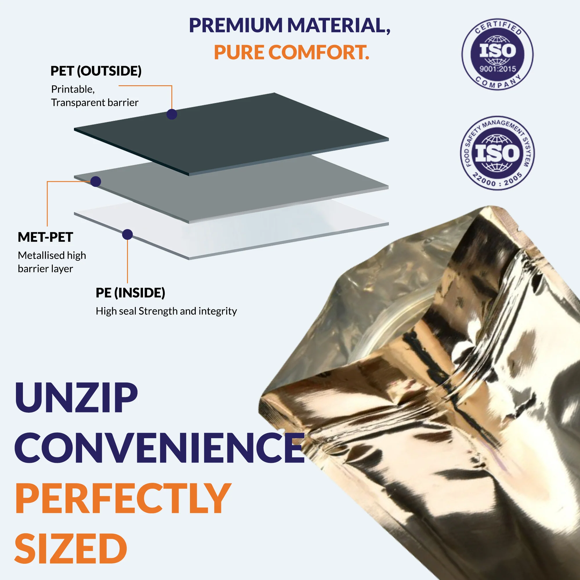 Both Side Gloss Silver Stand Up Zipper Pouch - Image 6