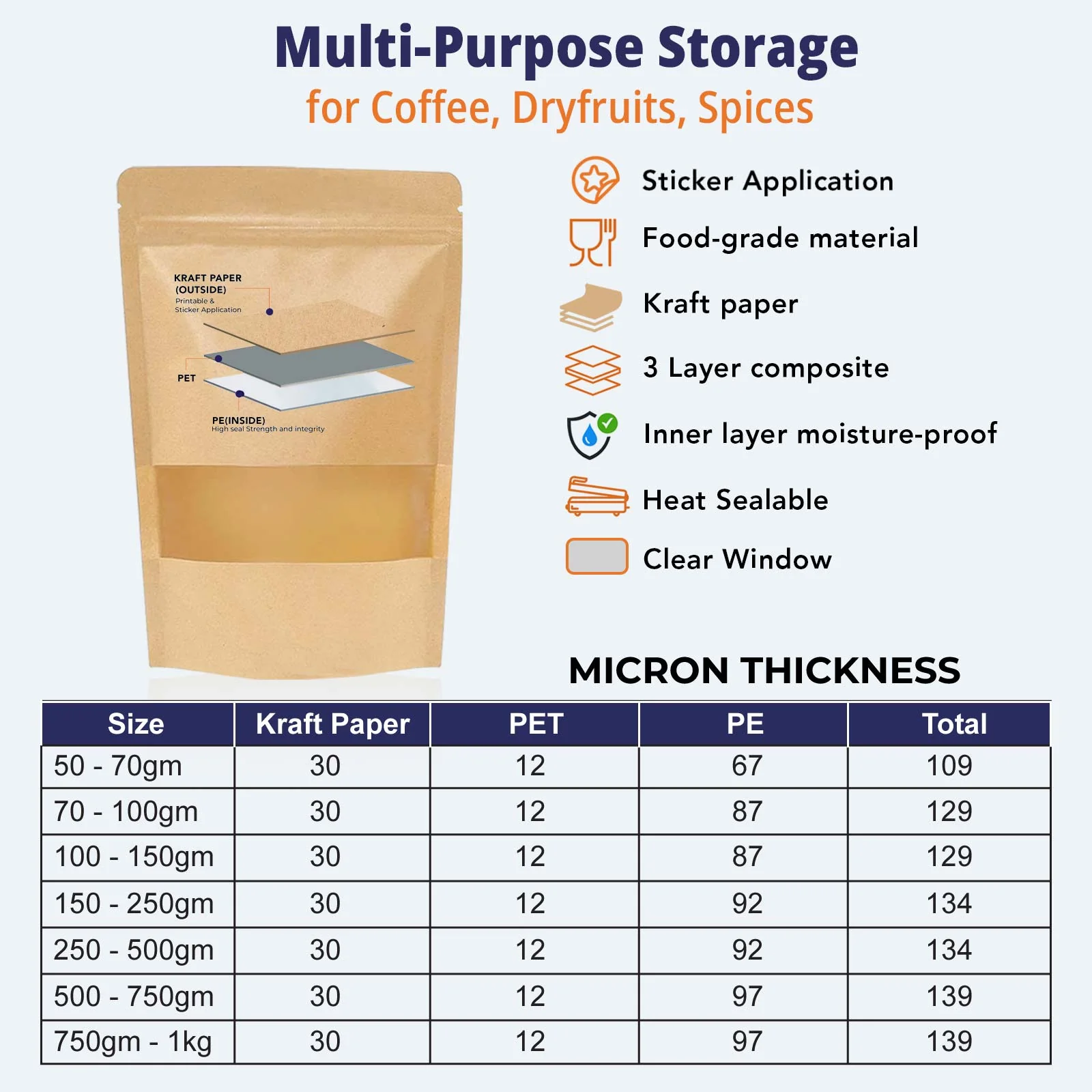 Kraft Paper Stand Up Zipper Pouch With Window - Image 14