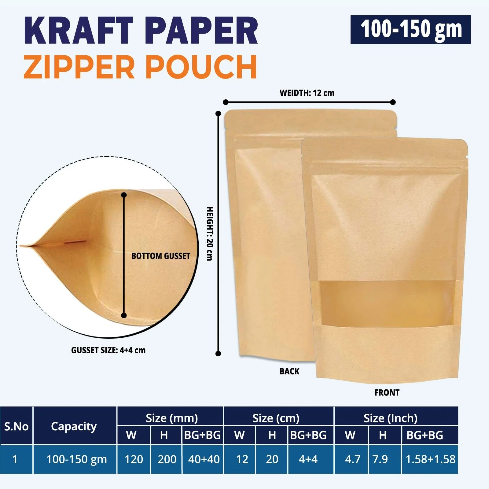Kraft Paper Stand Up Zipper Pouch With Window - Image 17