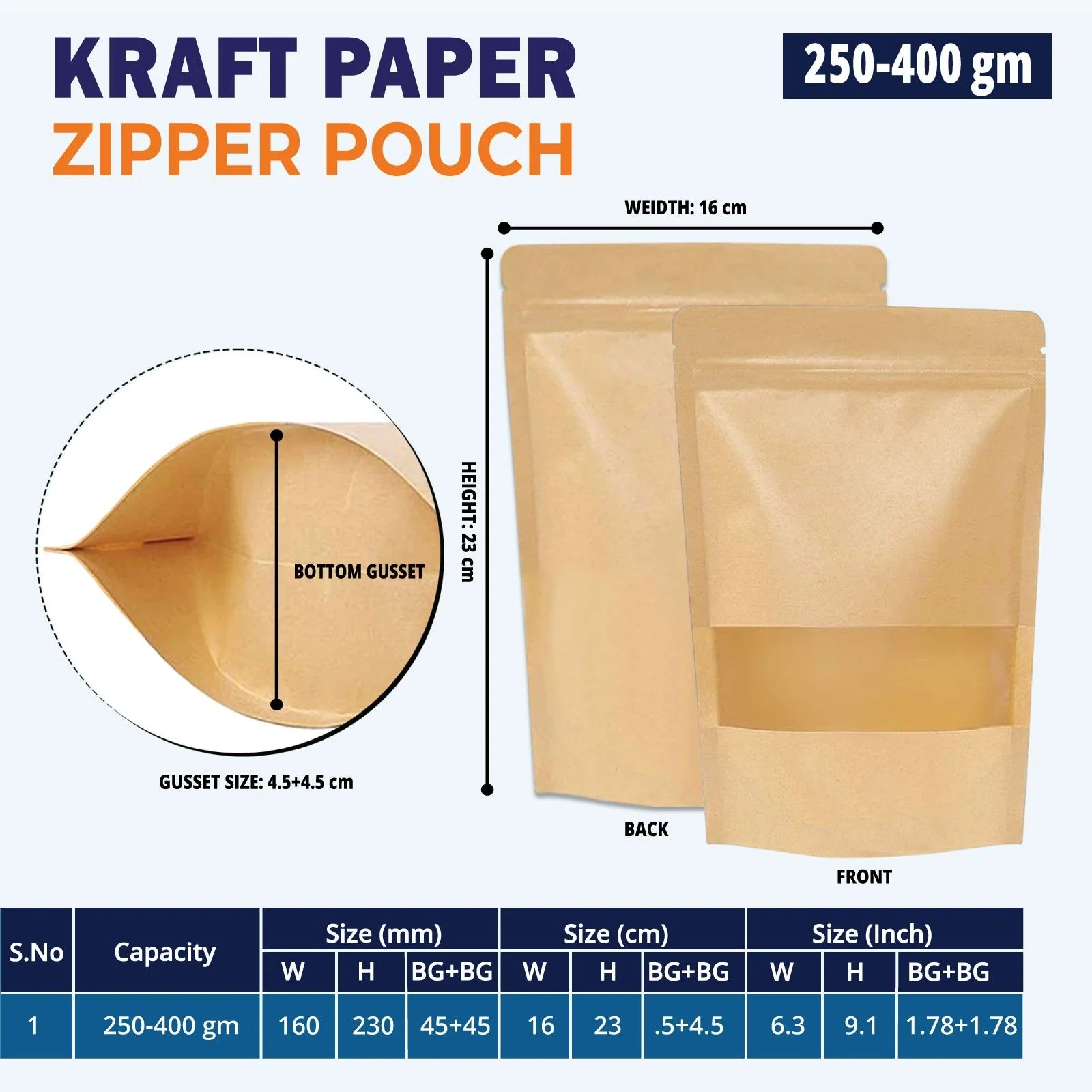 Kraft Paper Stand Up Zipper Pouch With Window - Image 31