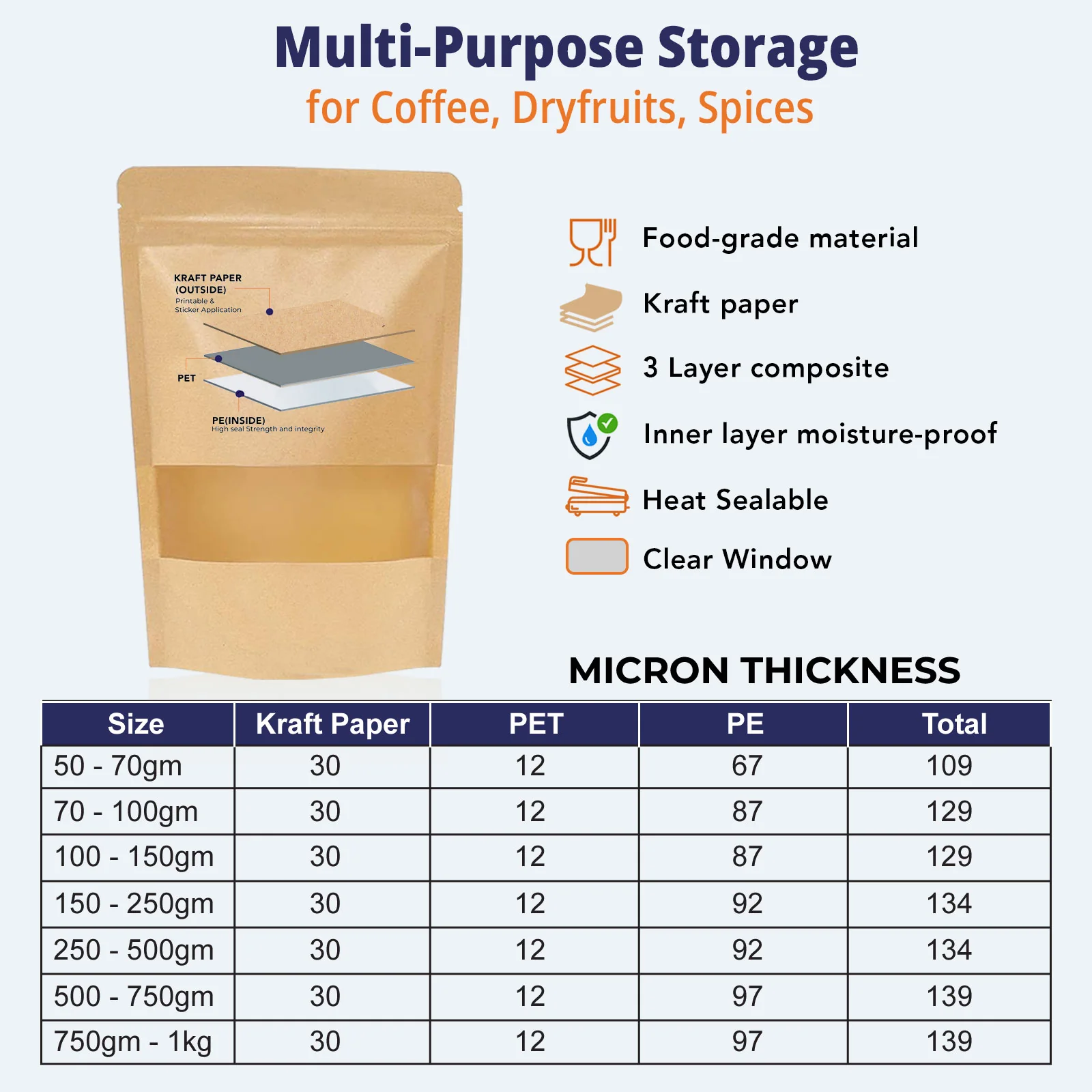 Kraft Paper Stand Up Zipper Pouch With Window - Image 42