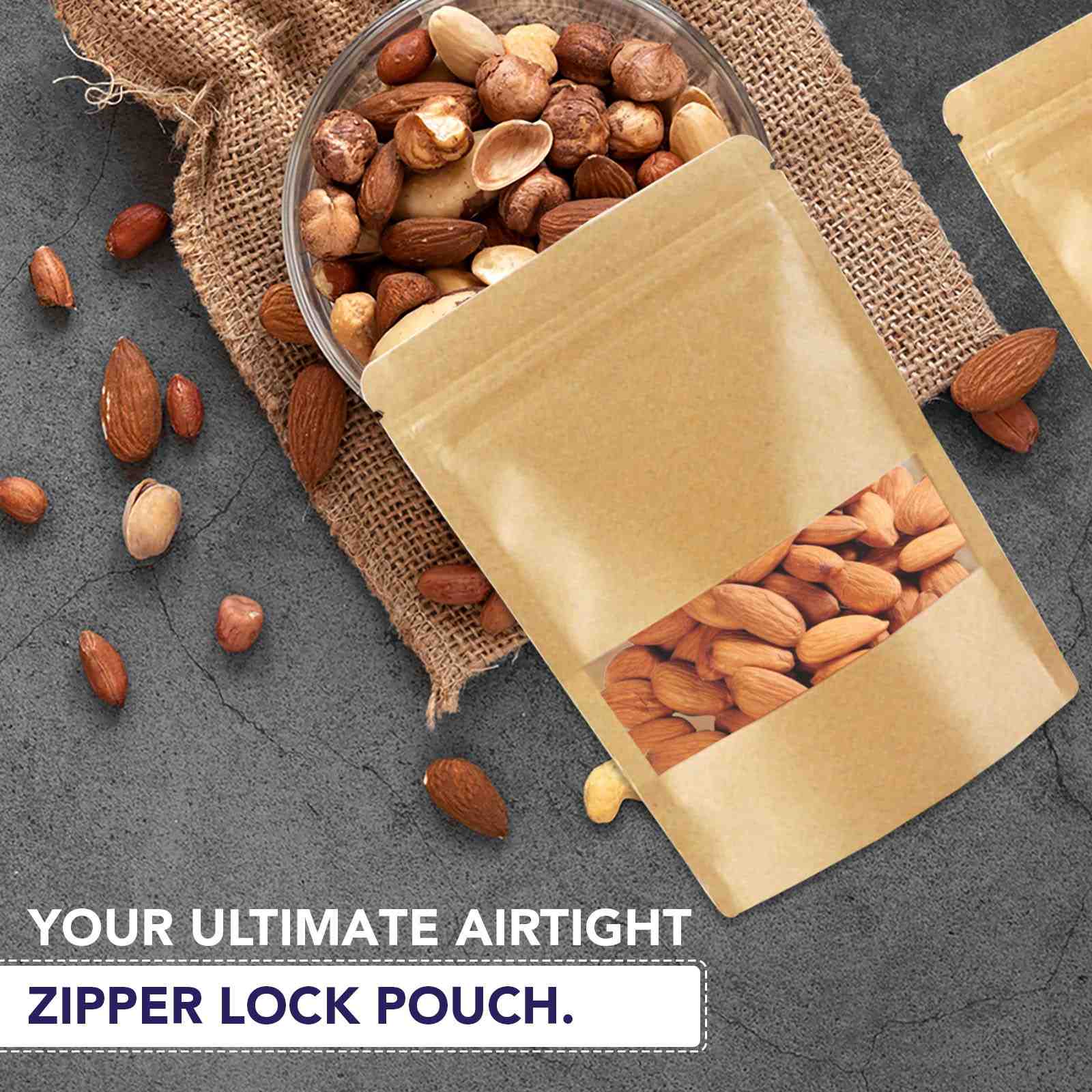 Kraft Paper Stand Up Zipper Pouch With Window - Image 9