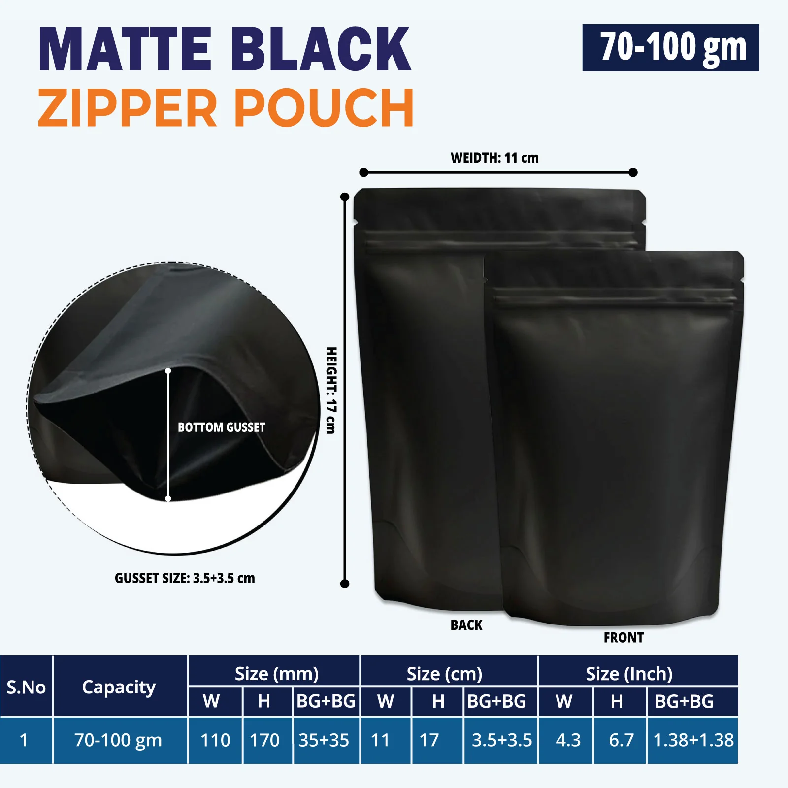 Both Side Matte Black Stand Up Zipper Pouch - Image 11