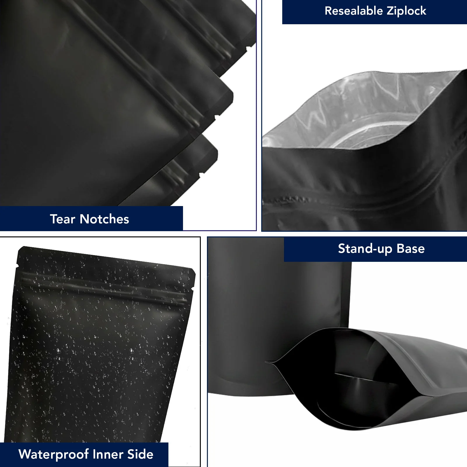 Both Side Matte Black Stand Up Zipper Pouch - Image 18