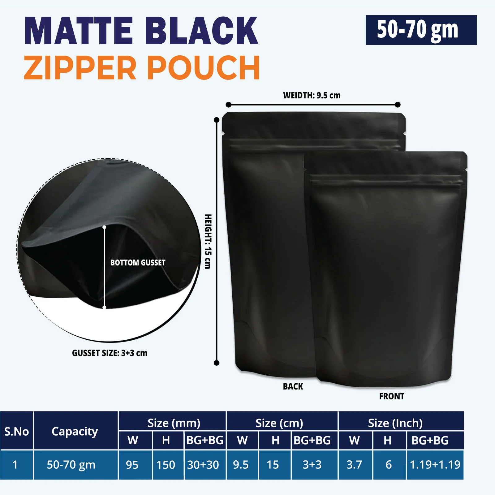 Both Side Matte Black Stand Up Zipper Pouch - Image 3