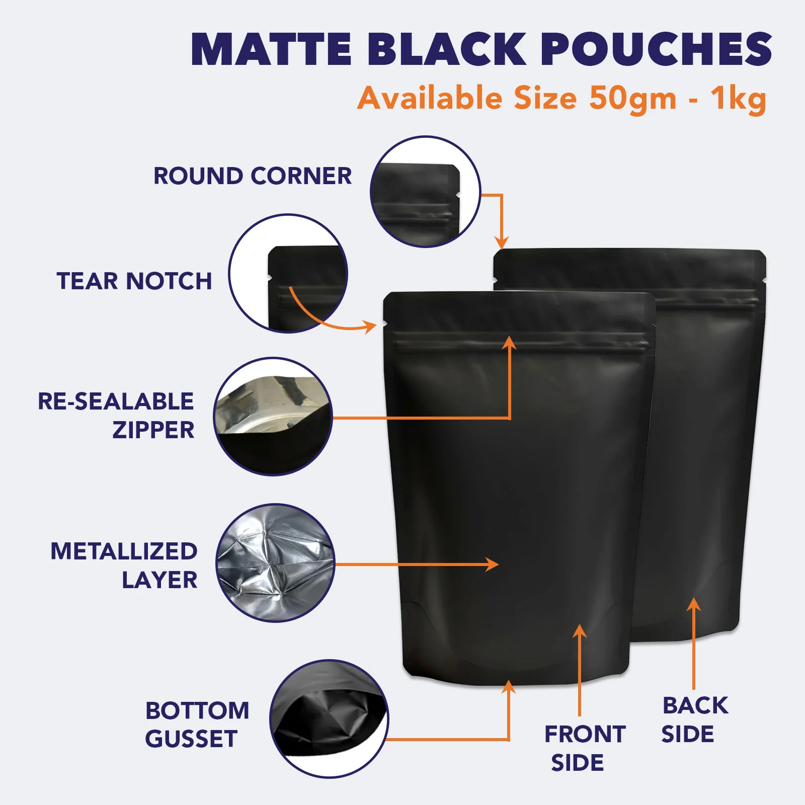 Both Side Matte Black Stand Up Zipper Pouch - Image 52