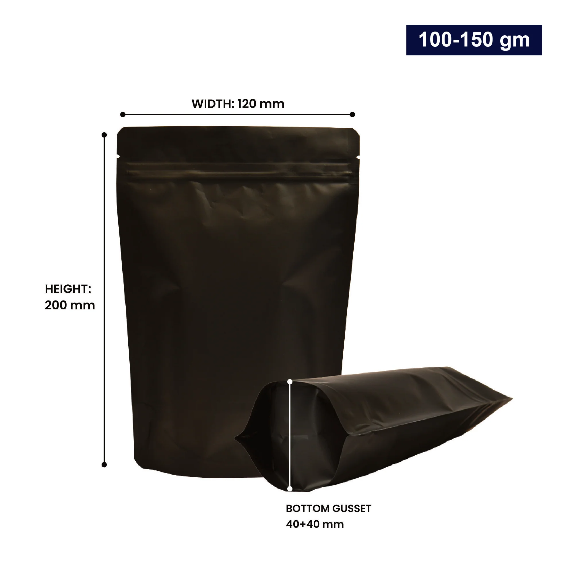 Both Side Matte Black Stand Up Zipper Pouch - Image 63