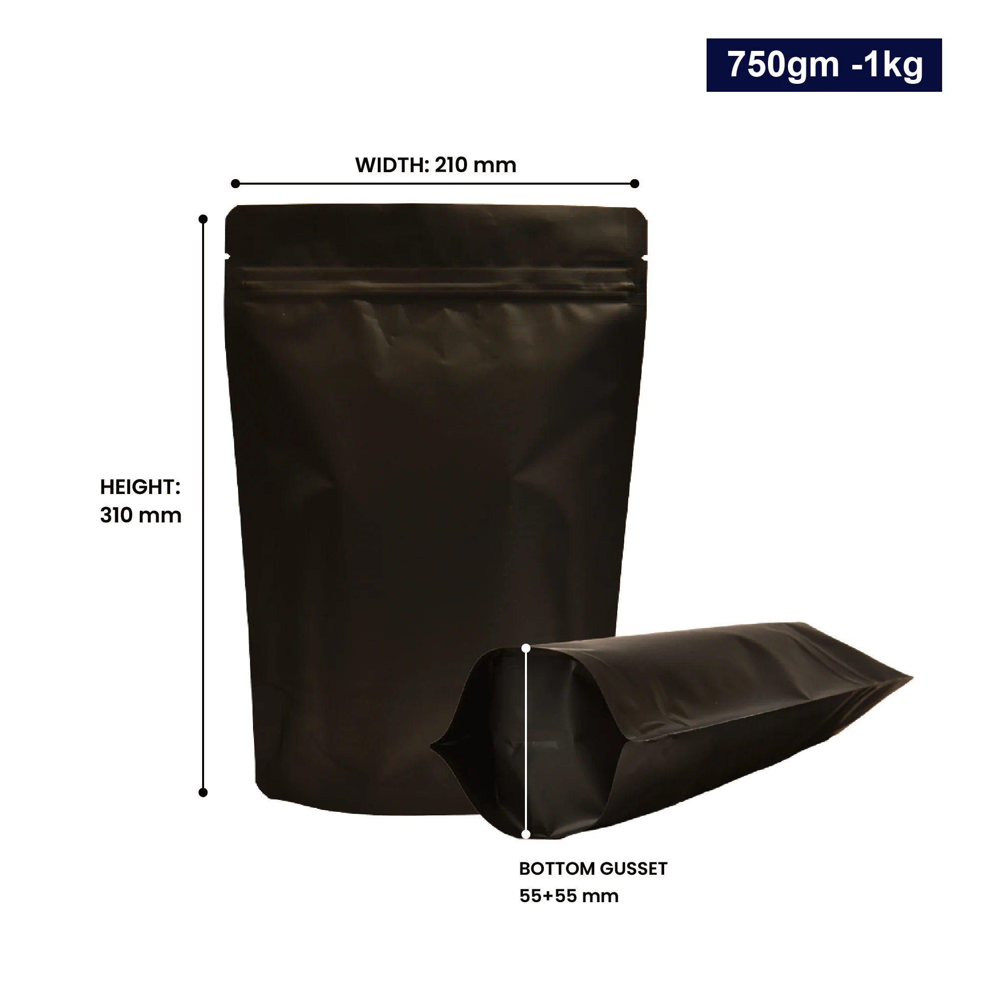 Both Side Matte Black Stand Up Zipper Pouch - Image 71