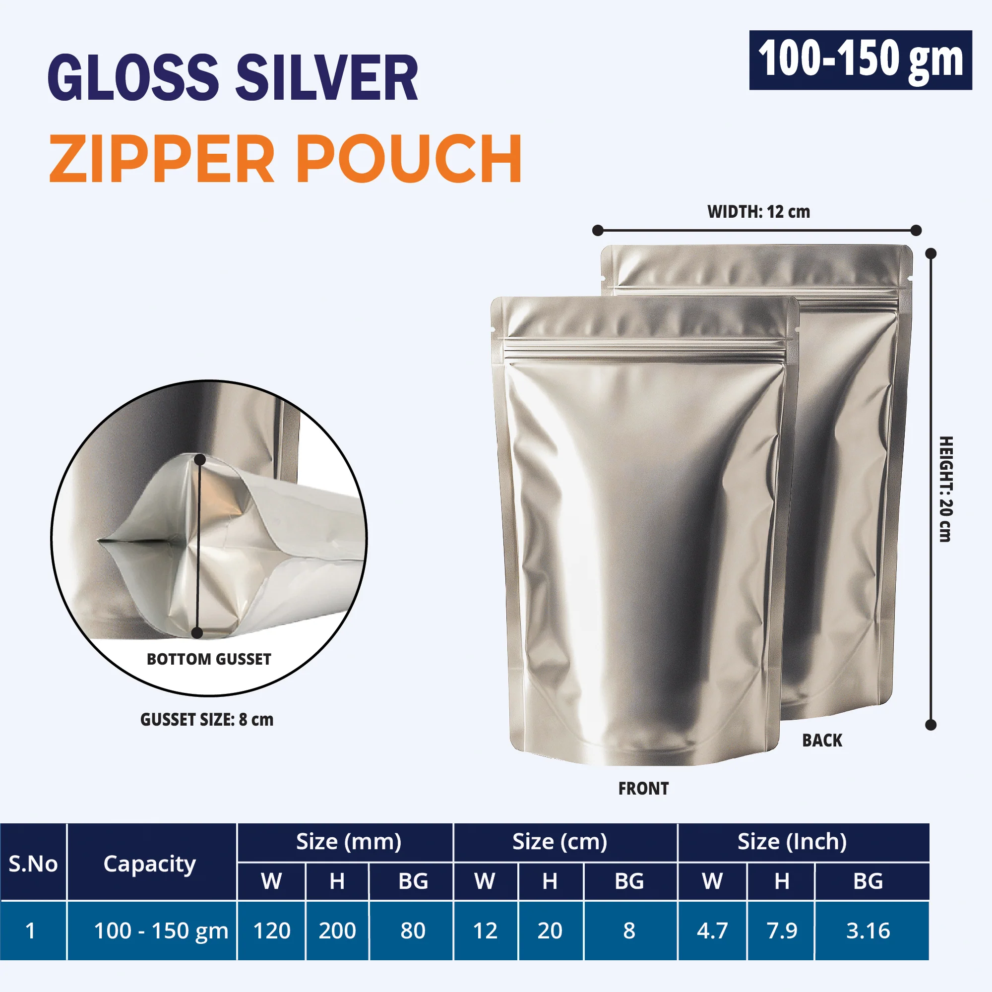 Both Side Matte Silver Stand Up Zipper Pouch - Image 19