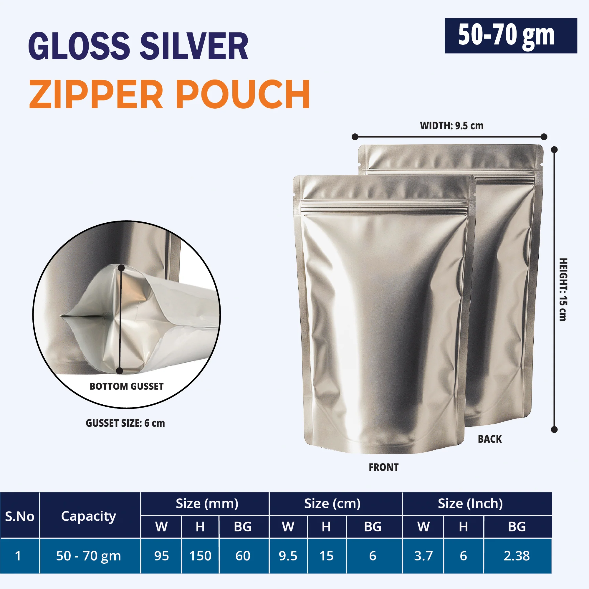 Both Side Matte Silver Stand Up Zipper Pouch - Image 3
