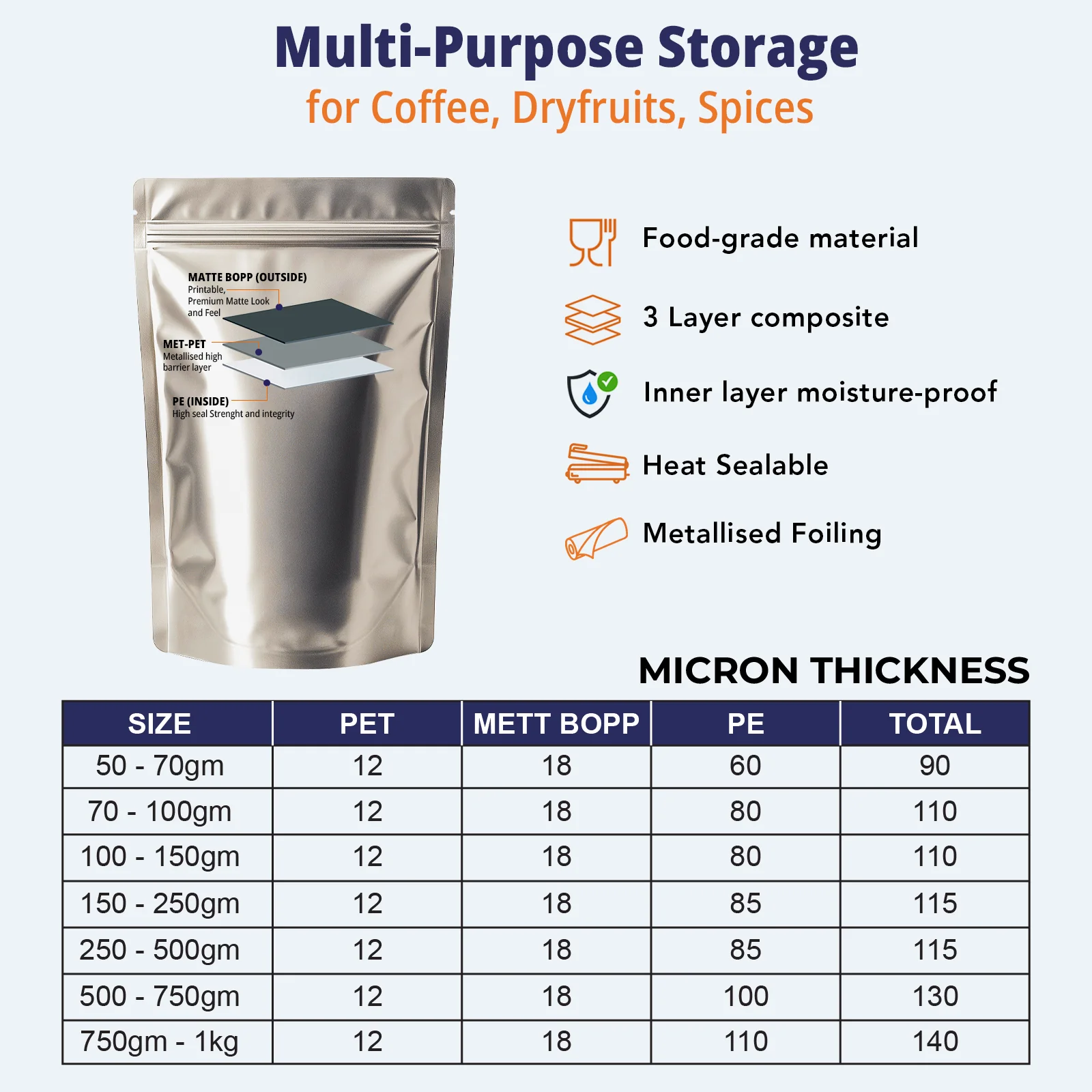 Both Side Matte Silver Stand Up Zipper Pouch - Image 31