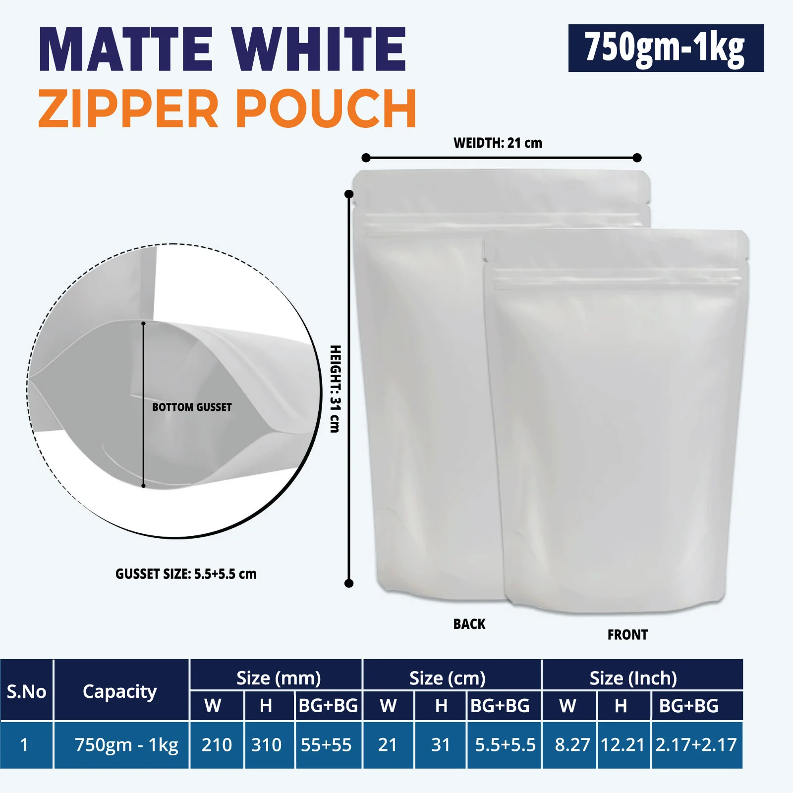 Both Side Matte White Stand Up Zipper Pouch - Image 51